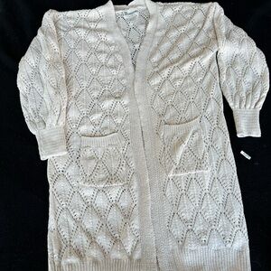 No Boundaries Cream Cable Knit Cardigan Sweater